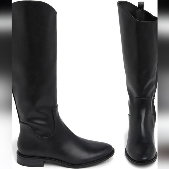 New NORDSTROM RACK Meadow Tall Riding Boot black Western leather coastal cowgirl - Picture 1 of 4